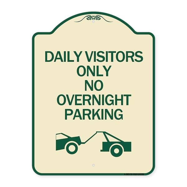 Signmission Day Visitors No Overnight Parking W/ Graphic Heavy-Gauge Aluminum Sign, 24" x 18", TG-1824-24196 A-DES-TG-1824-24196 - main